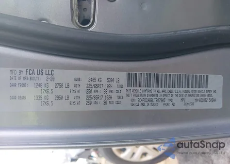 2020 Dodge Journey Se Value from USA, damaged, VIN 3C4PDCAB8LT207005